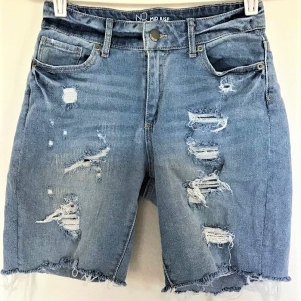 BERMUDA BOYFRIEND DISTRESSED DENIM SHORTS - Picture 3 of 6